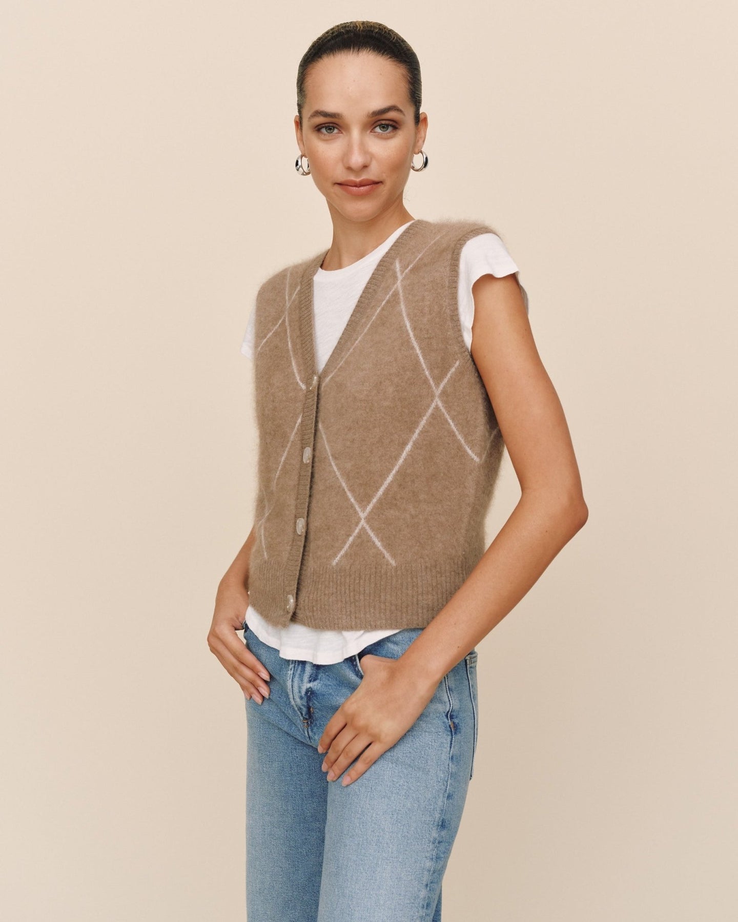 Bella DahlArgyle Vest - Spiced ChaiTops