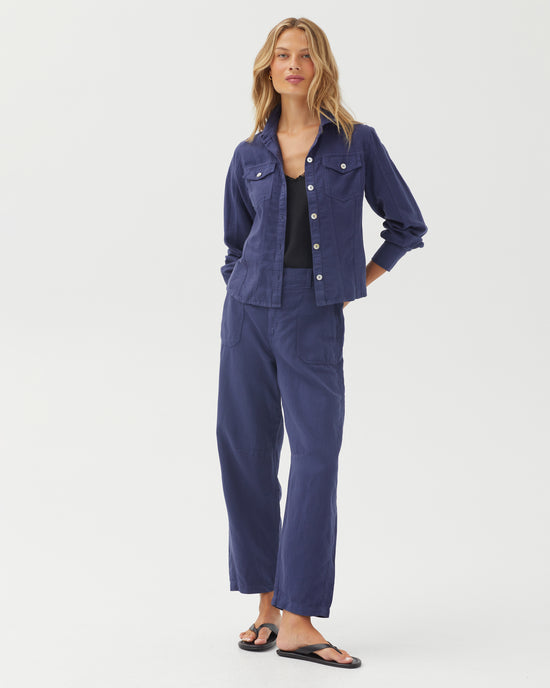 Bella Dahl Fitted Trucker Shirt - Deep Cobalt