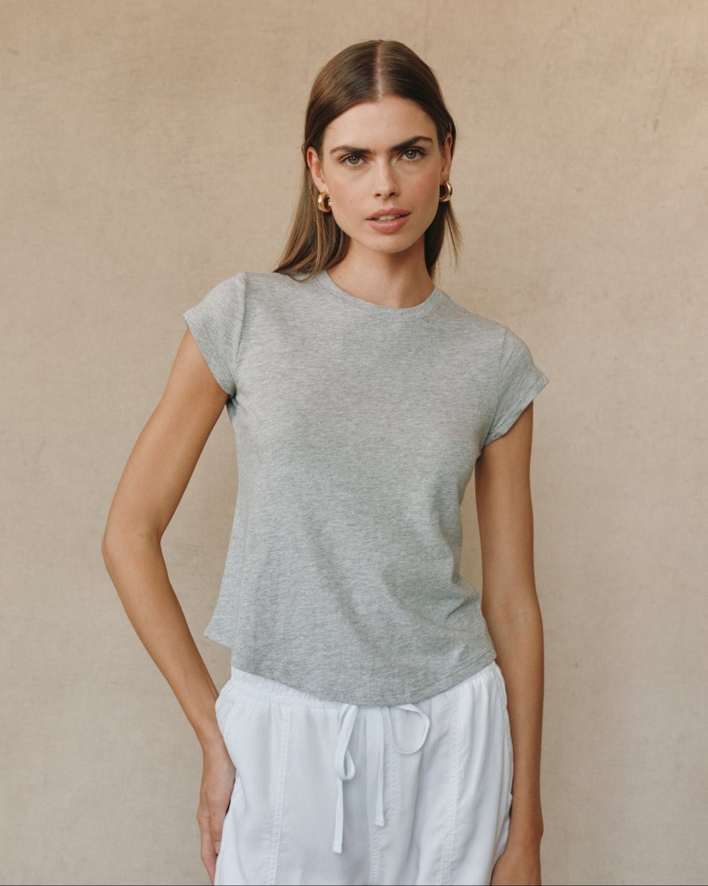 Bella DahlBaby Crew Tee - Heather AshTops