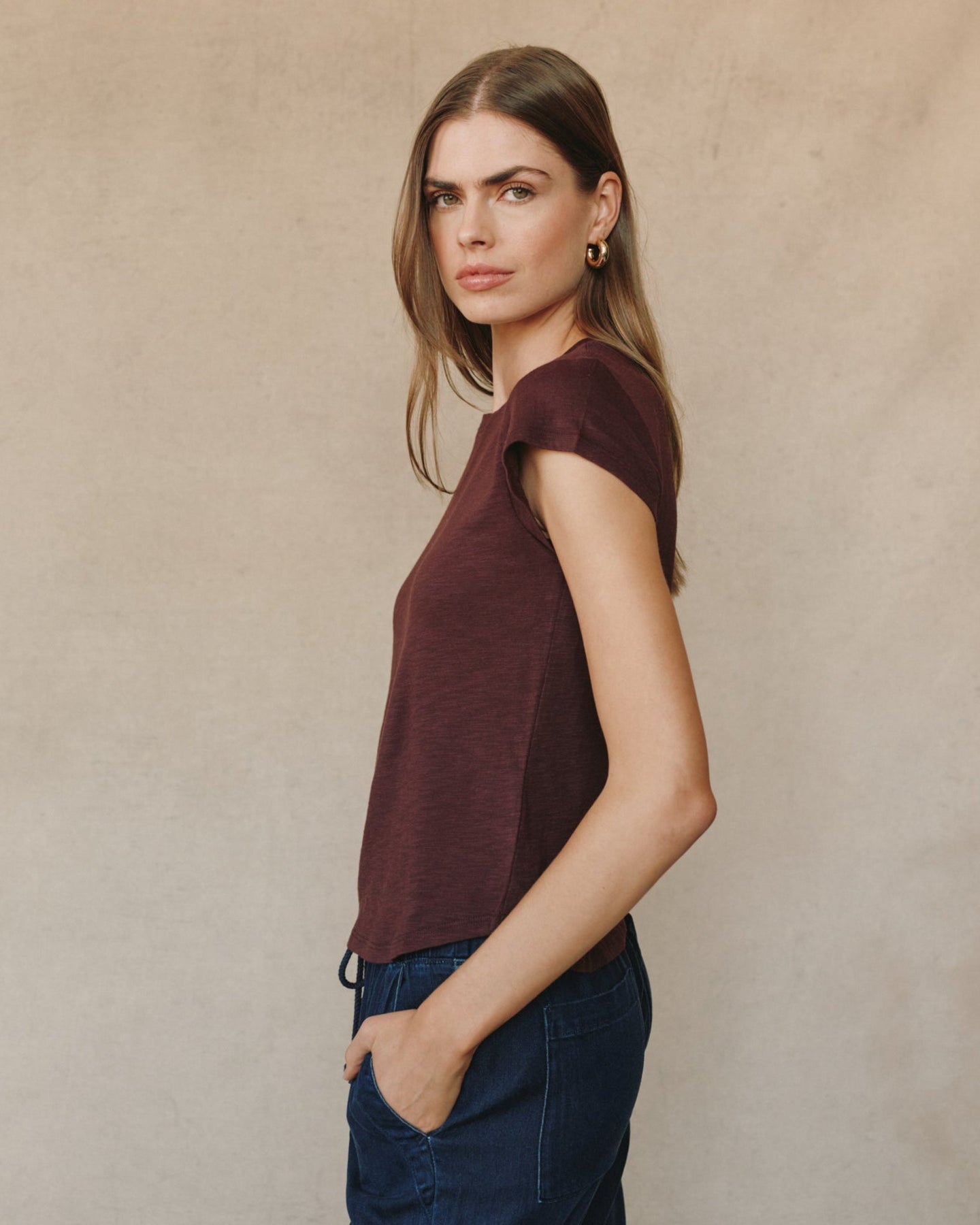 Bella DahlBaby Crew Tee - Pinot NoirTops