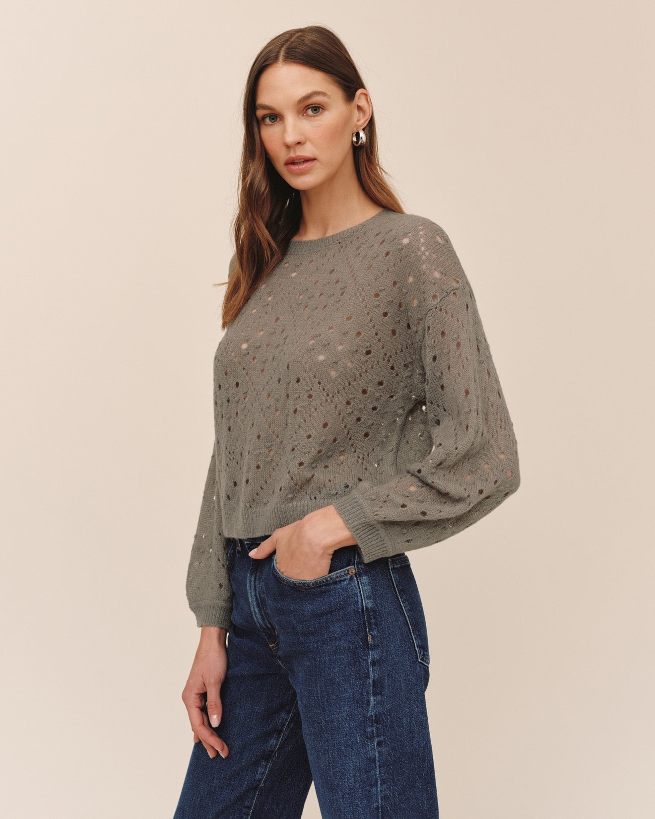 Bella DahlBalloon Sleeve Sweater - Shadow MossSweaters
