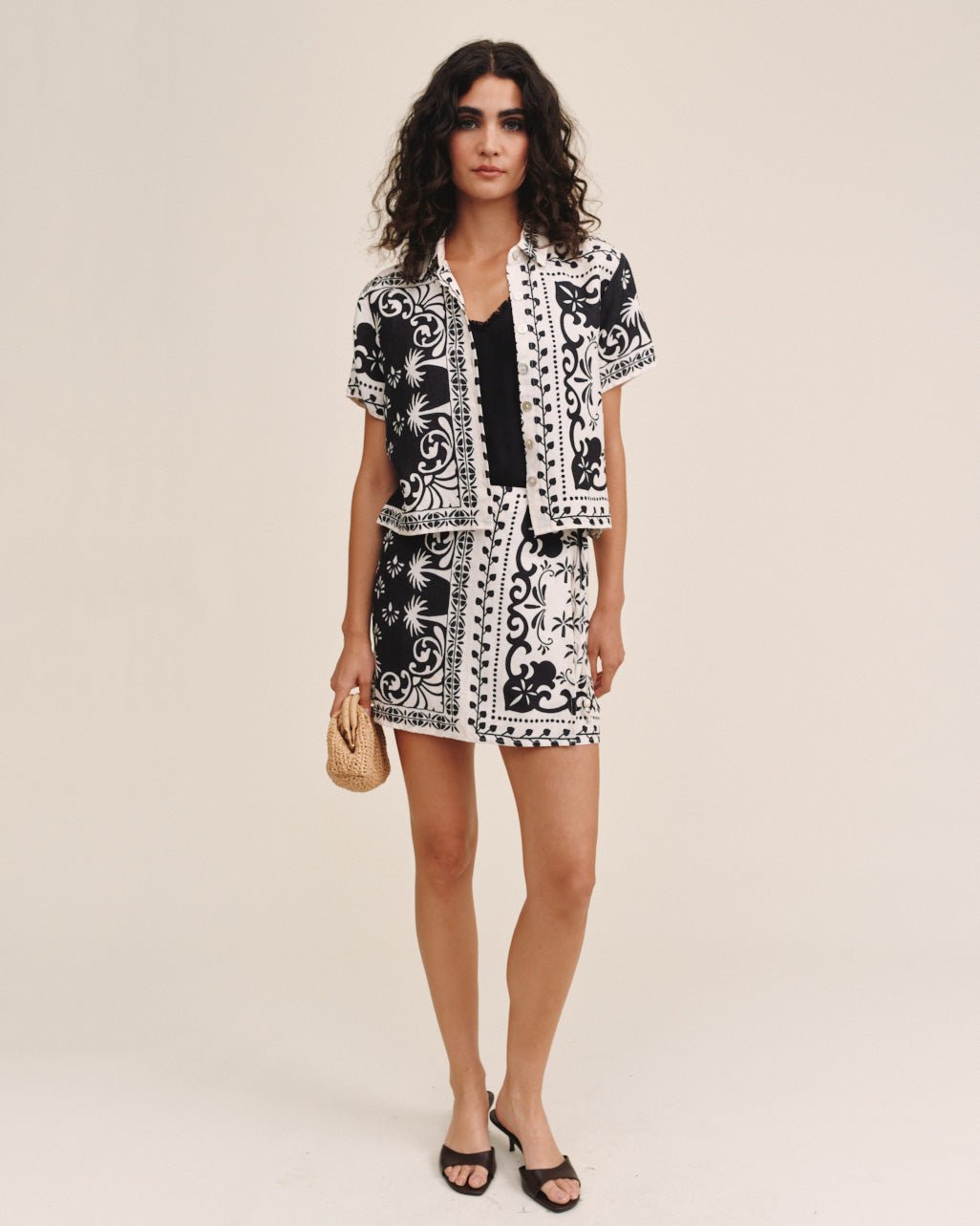 Bella DahlBandana Short Sleeve Camp Shirt - Tropical Bandana PrintTops