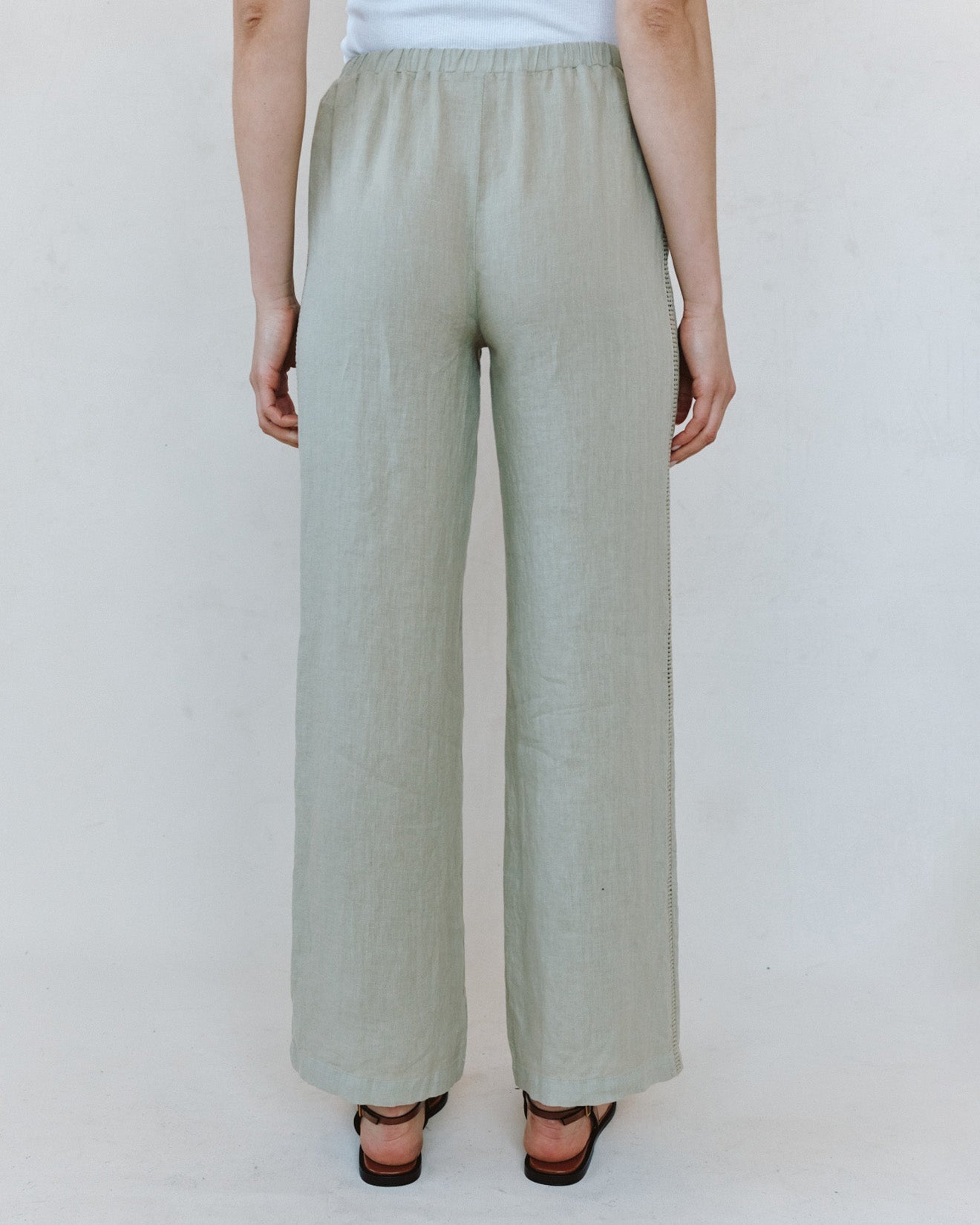 Bella DahlBeach Pant With Lattice Stripe - Green TeaPants