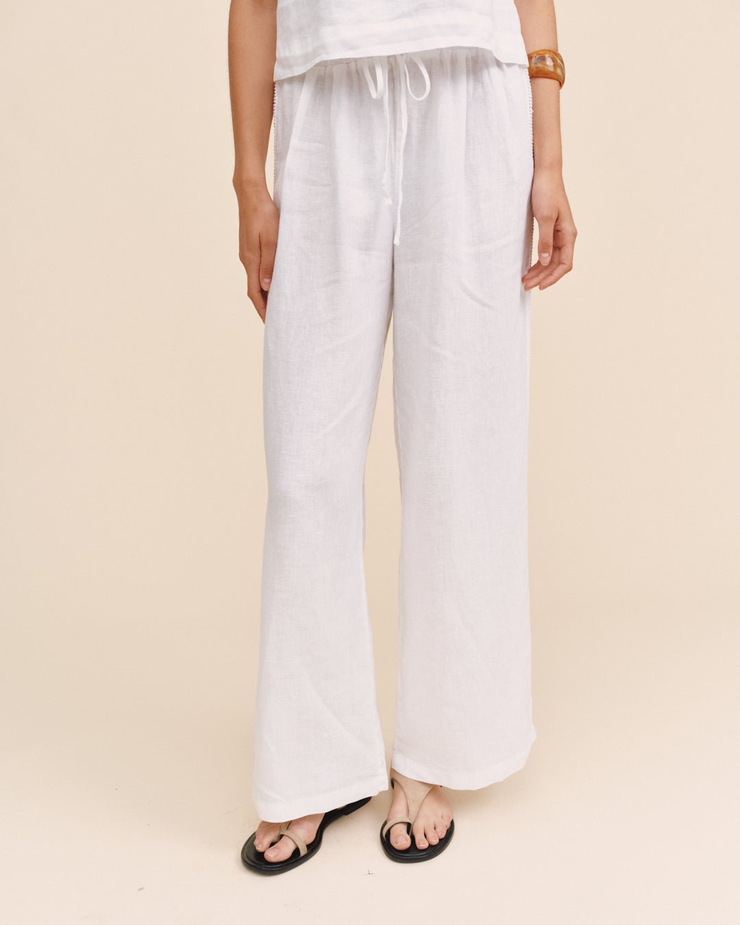 Bella DahlBeach Pant With Lattice Stripe - WhitePants