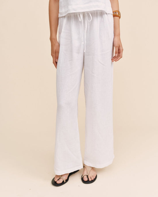 Bella Dahl Beach Pant With Lattice Stripe - White View 2