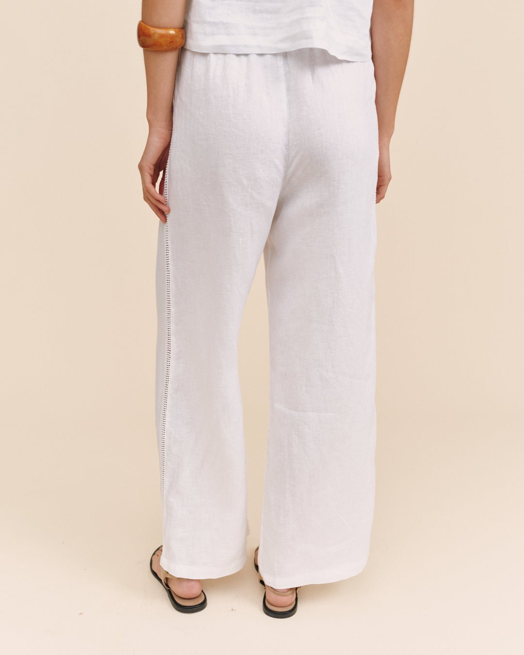 Bella DahlBeach Pant With Lattice Stripe - WhitePants
