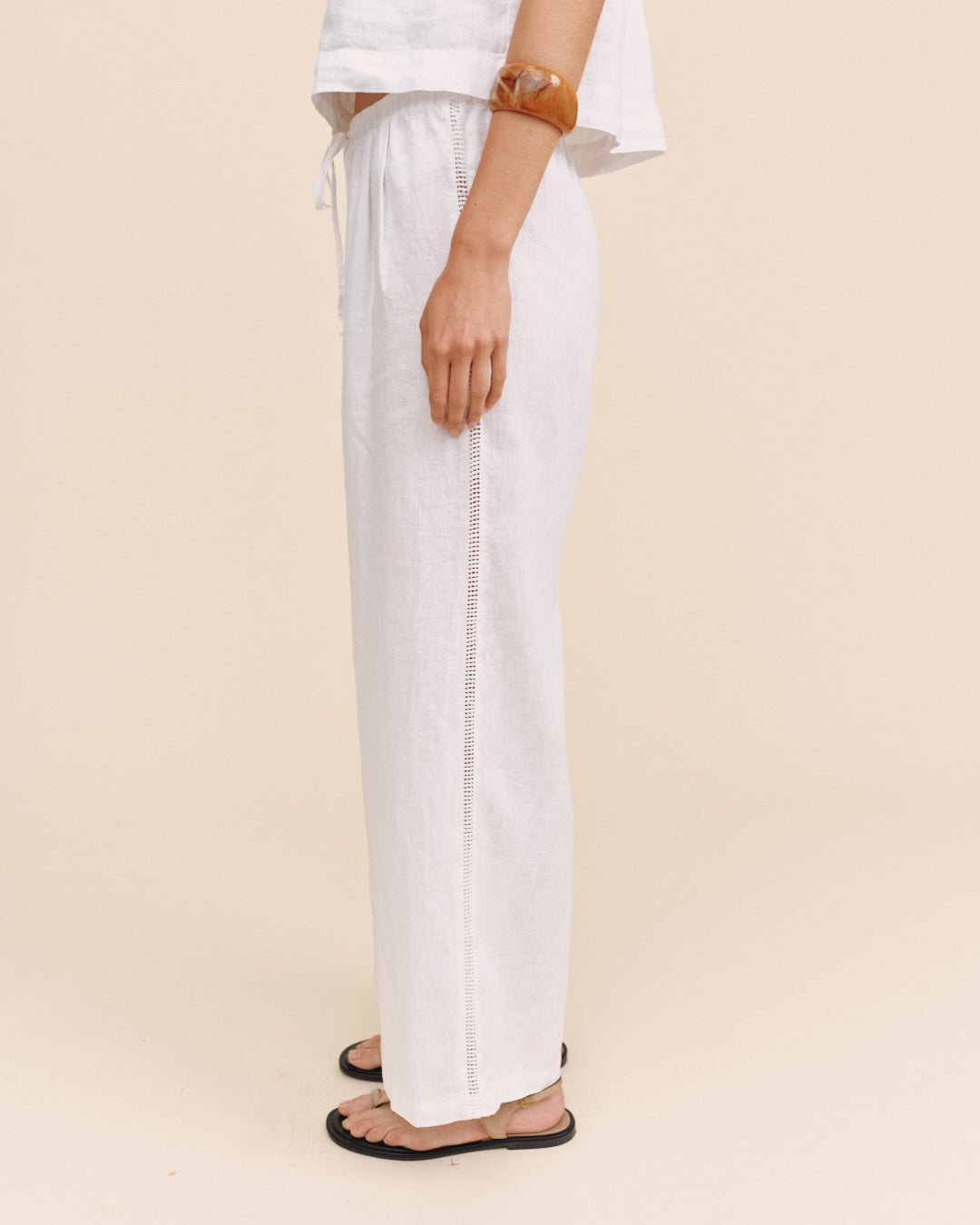 Bella DahlBeach Pant With Lattice Stripe - WhitePants