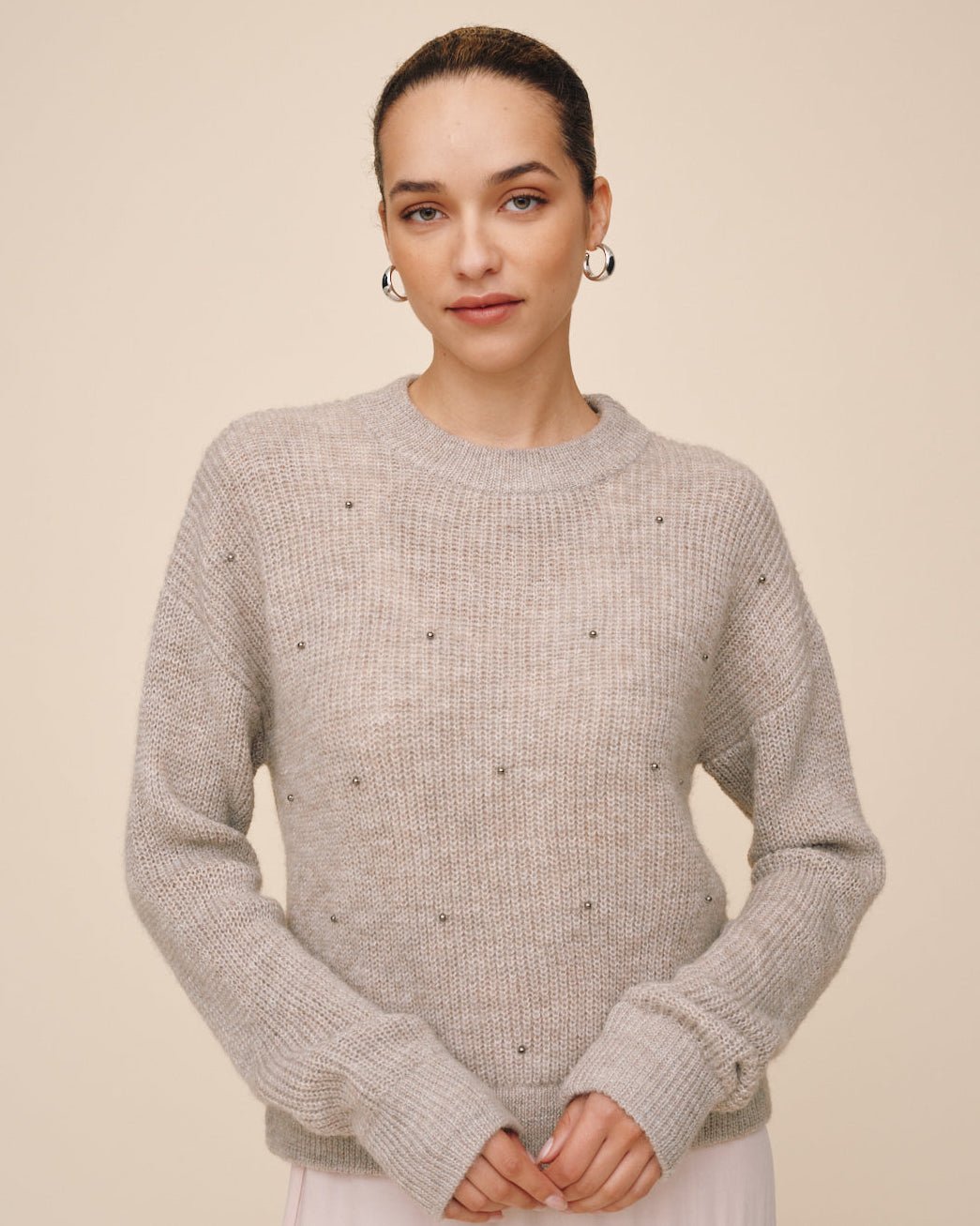 Bella DahlBeaded Crew Neck Sweater - Hazel WoodSweaters