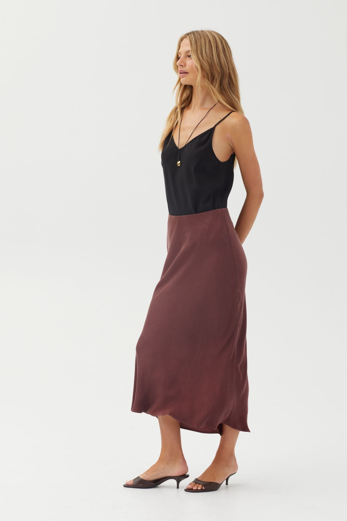 Bella DahlBias Maxi Skirt - Black CherrySkirts