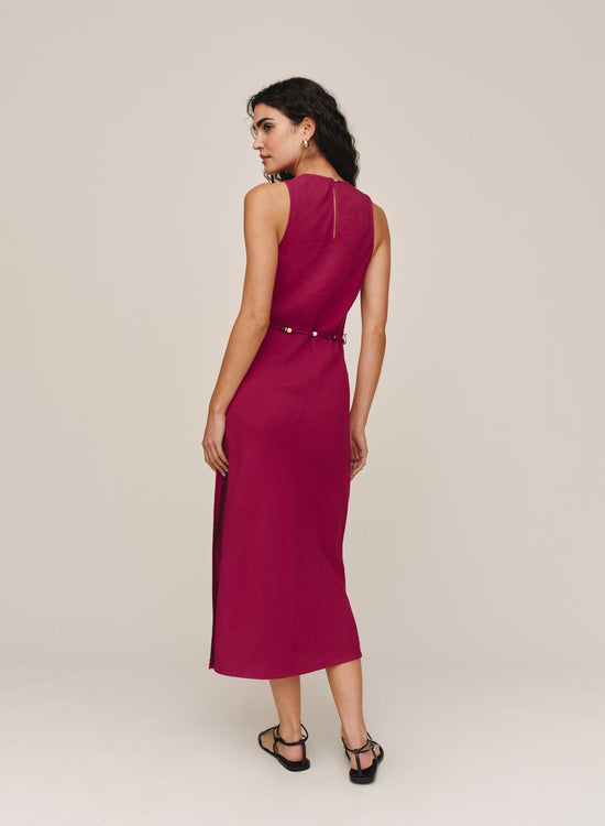 Bella Dahl Bias Midi Dress With Beaded Belt - Sangria View 2