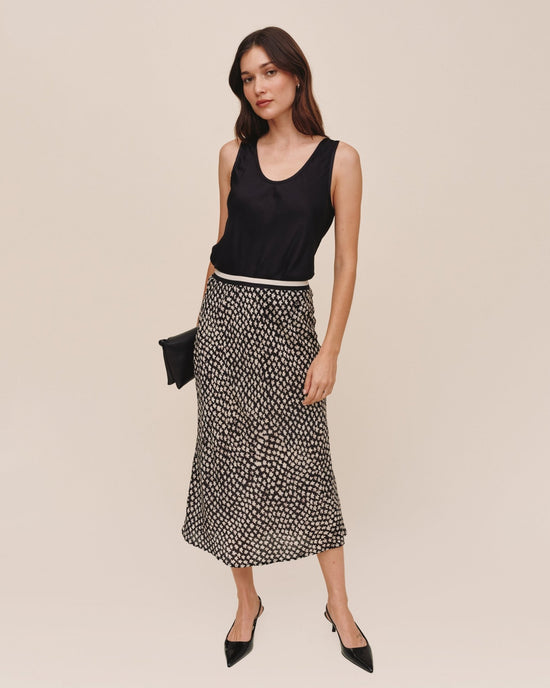 Bella Dahl Bias Skirt With Stripe Elastic Waistband - Sketched Stars Print