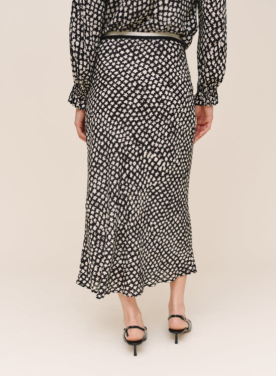 Bella Dahl Bias Skirt With Stripe Elastic Waistband - Sketched Stars Print View 2