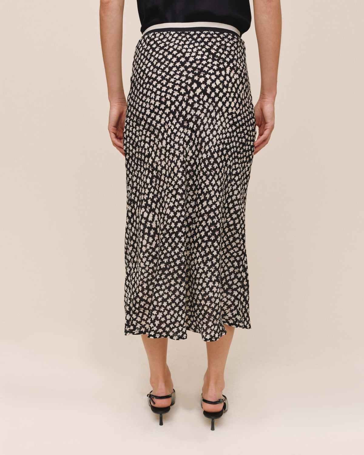 Bella DahlBias Skirt With Stripe Elastic Waistband - Sketched Stars PrintSkirts