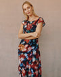 Bella DahlBoat Neck Cap Sleeve Midi Dress - Blurred Floral PrintDresses