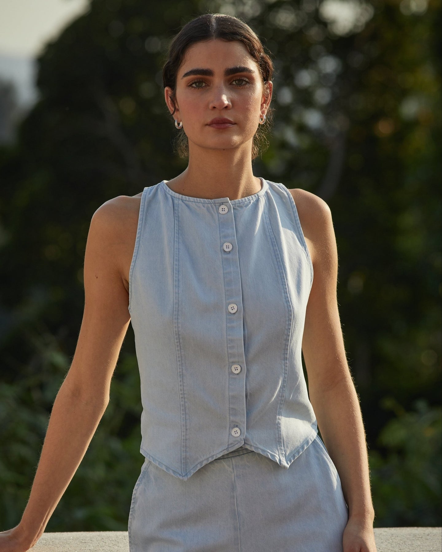 Bella DahlBoatneck Seamed Vest - Coastal Fade WashTops