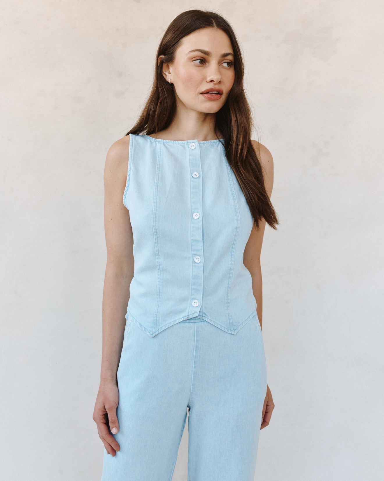 Bella DahlBoatneck Seamed Vest - Coastal Fade WashTops