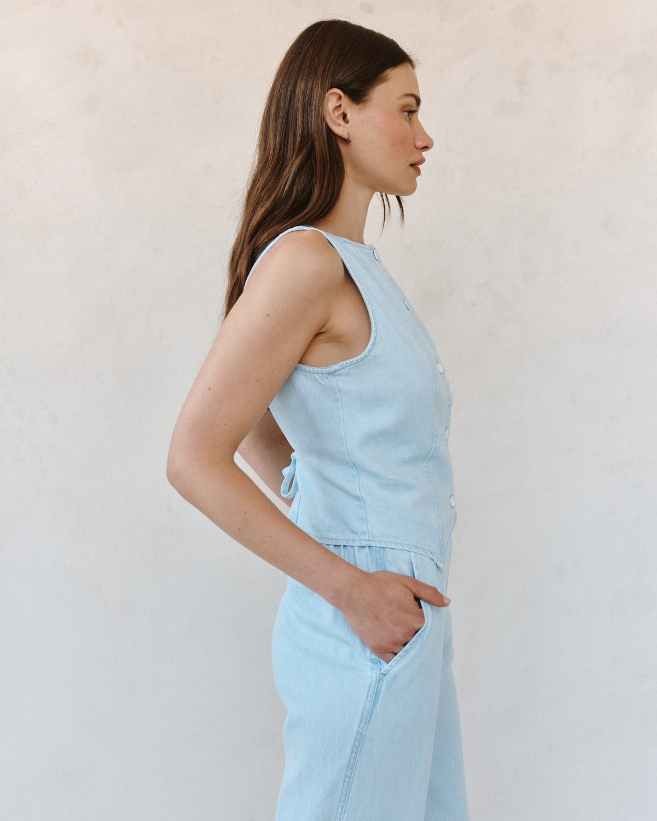 Bella DahlBoatneck Seamed Vest - Coastal Fade WashTops