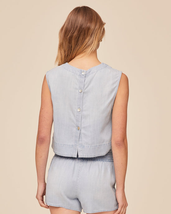 Bella Dahl Boxy Button Back Top - Light Sunspray Wash View 2