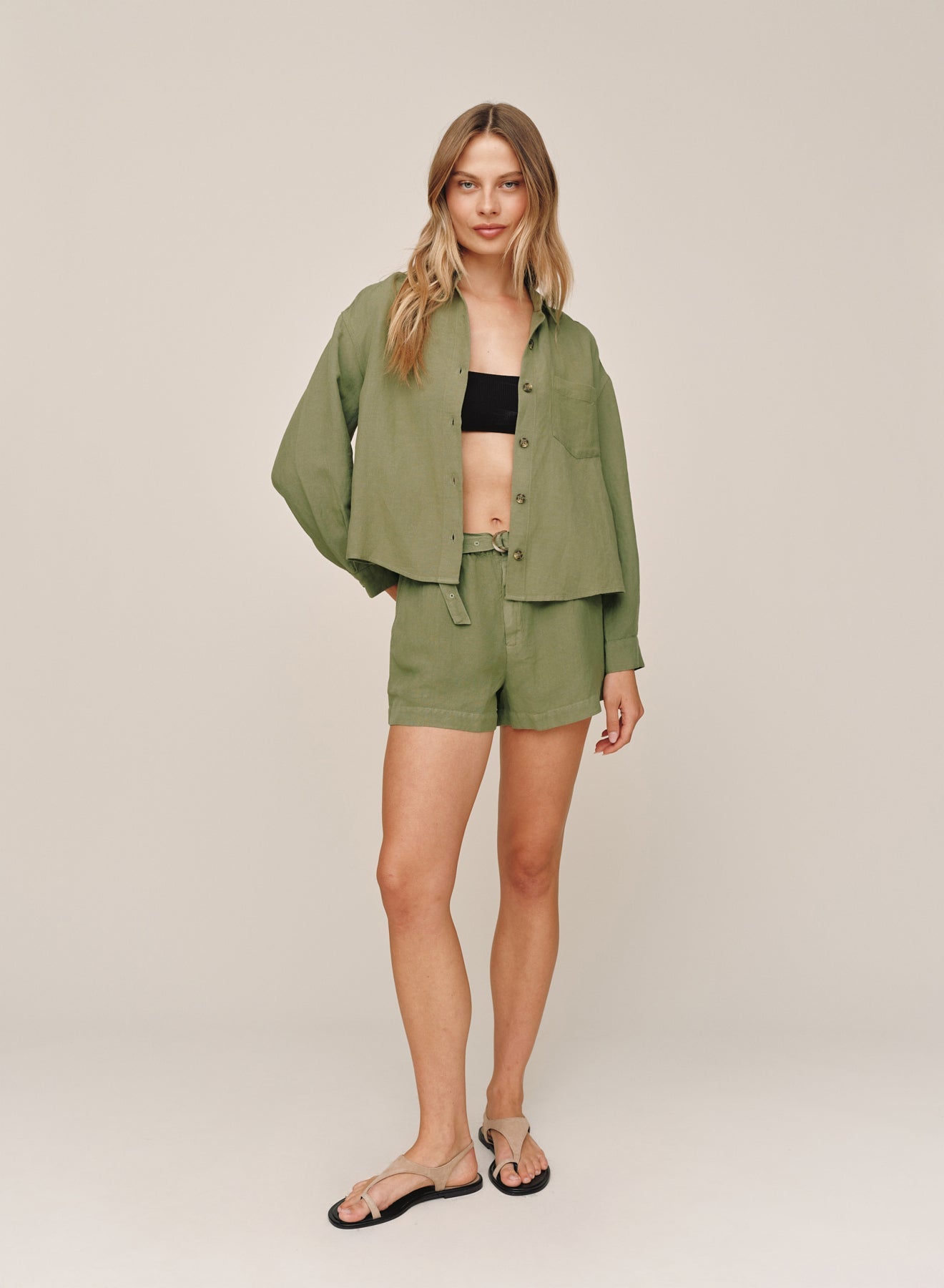 Bella DahlBoxy Shirt - Olive LeafTops