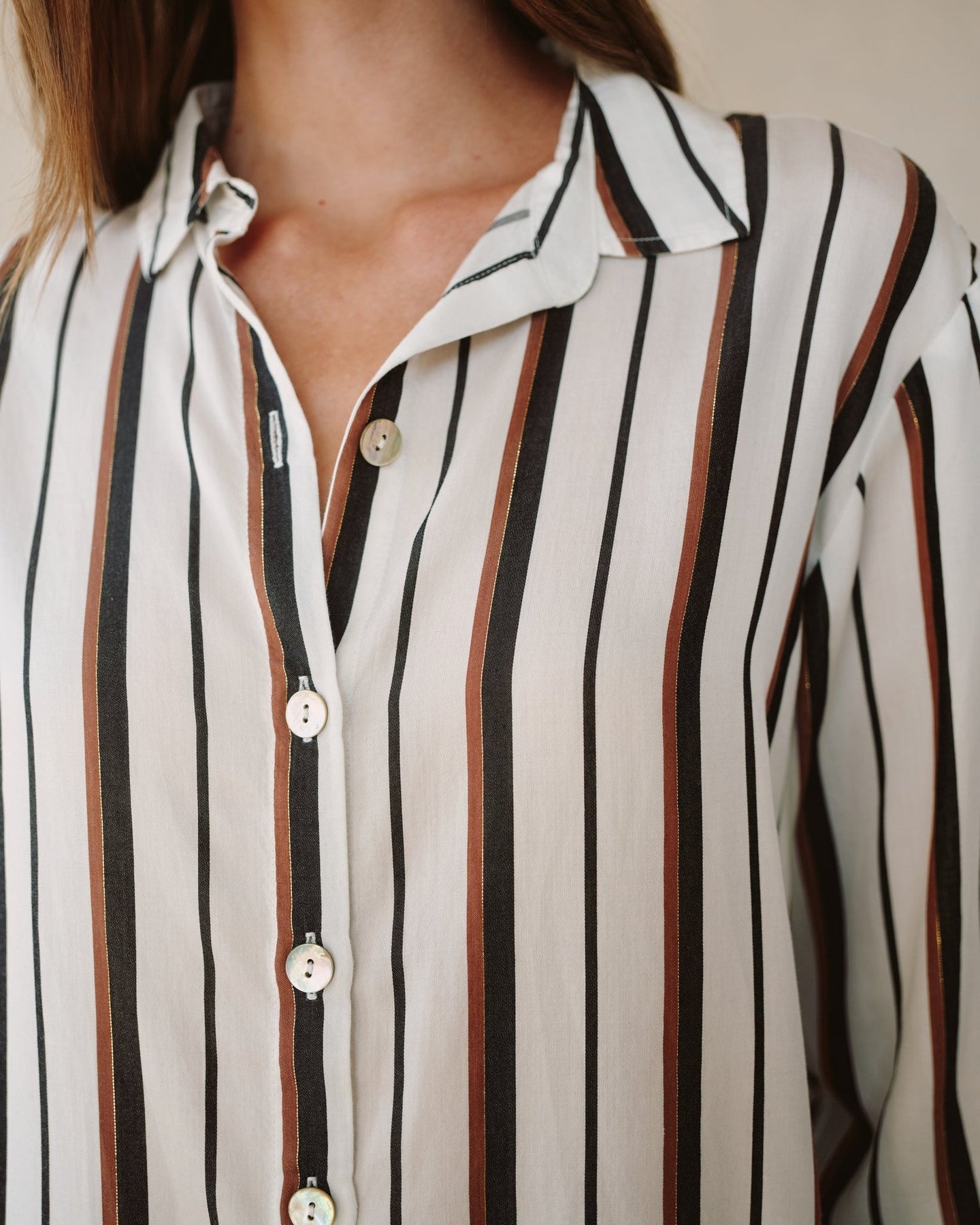 Bella DahlBoyfriend Button Down - Autumn Lurex StripeTops