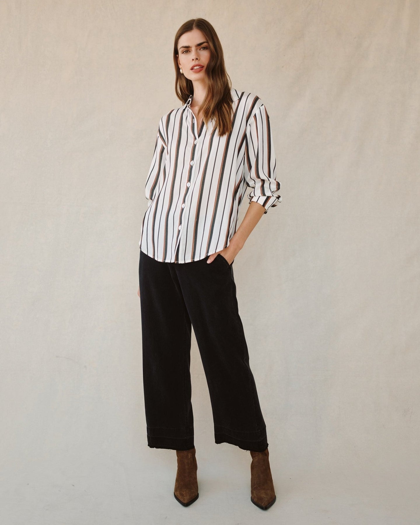 Bella DahlBoyfriend Button Down - Autumn Lurex StripeTops