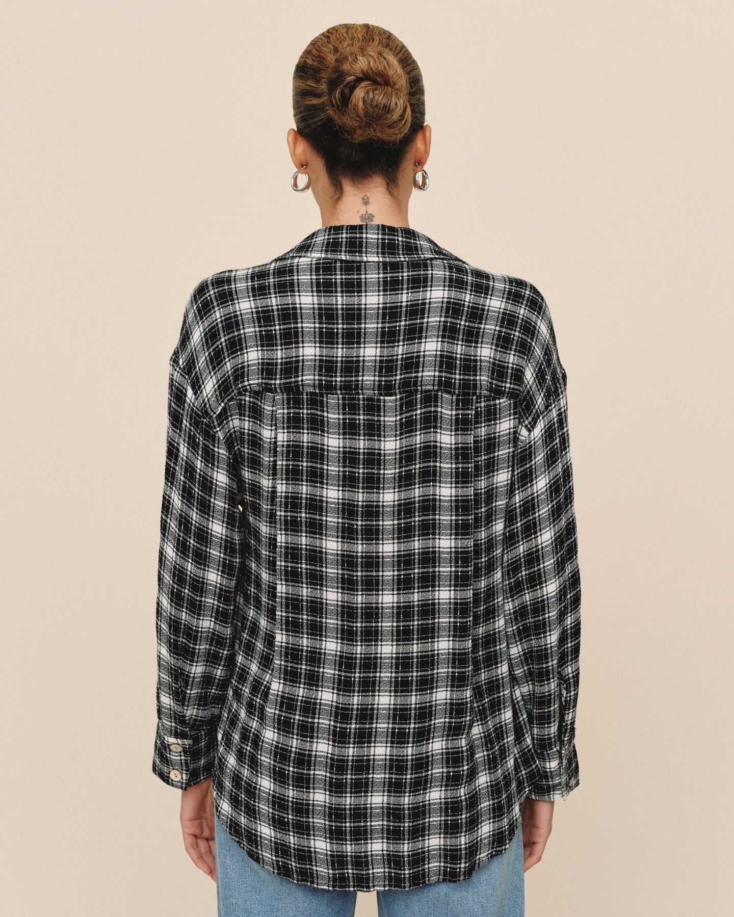 Bella DahlBoyfriend Button Down - Black & White PlaidTops