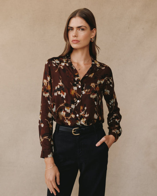 Bella Dahl Button Down Shirt - Blurred Blooms Print
