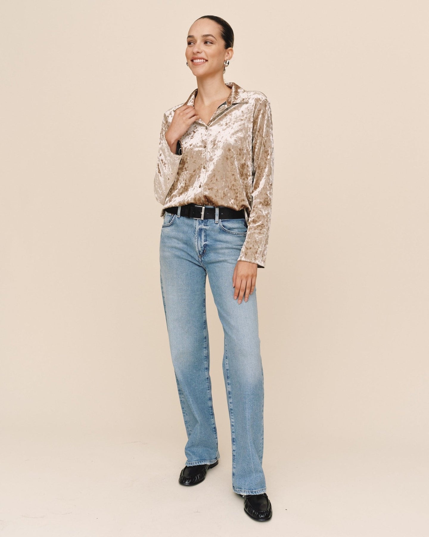 Bella DahlButton Down Shirt - Mocha SofteeTops