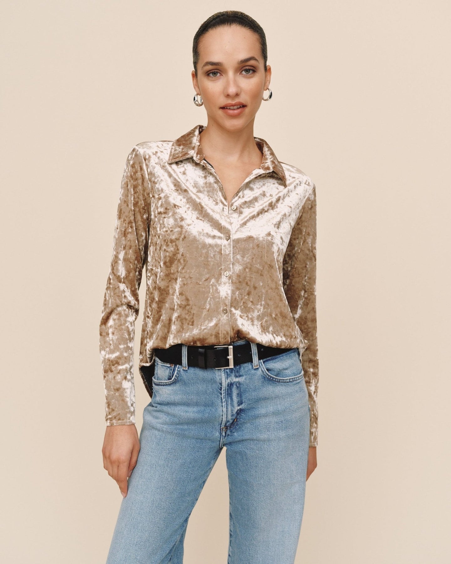 Bella DahlButton Down Shirt - Mocha SofteeTops