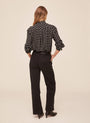 Bella DahlButton Down Shirt With Ruffle Edges - Black and White PlaidTops