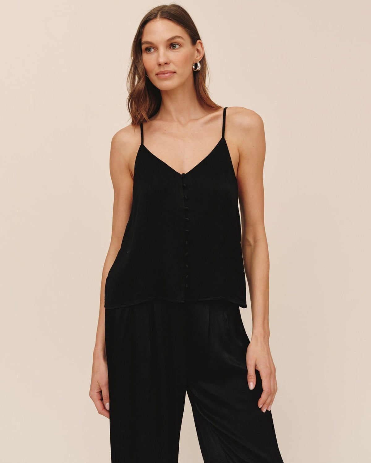 Bella DahlButton Front Camisole - BlackTops