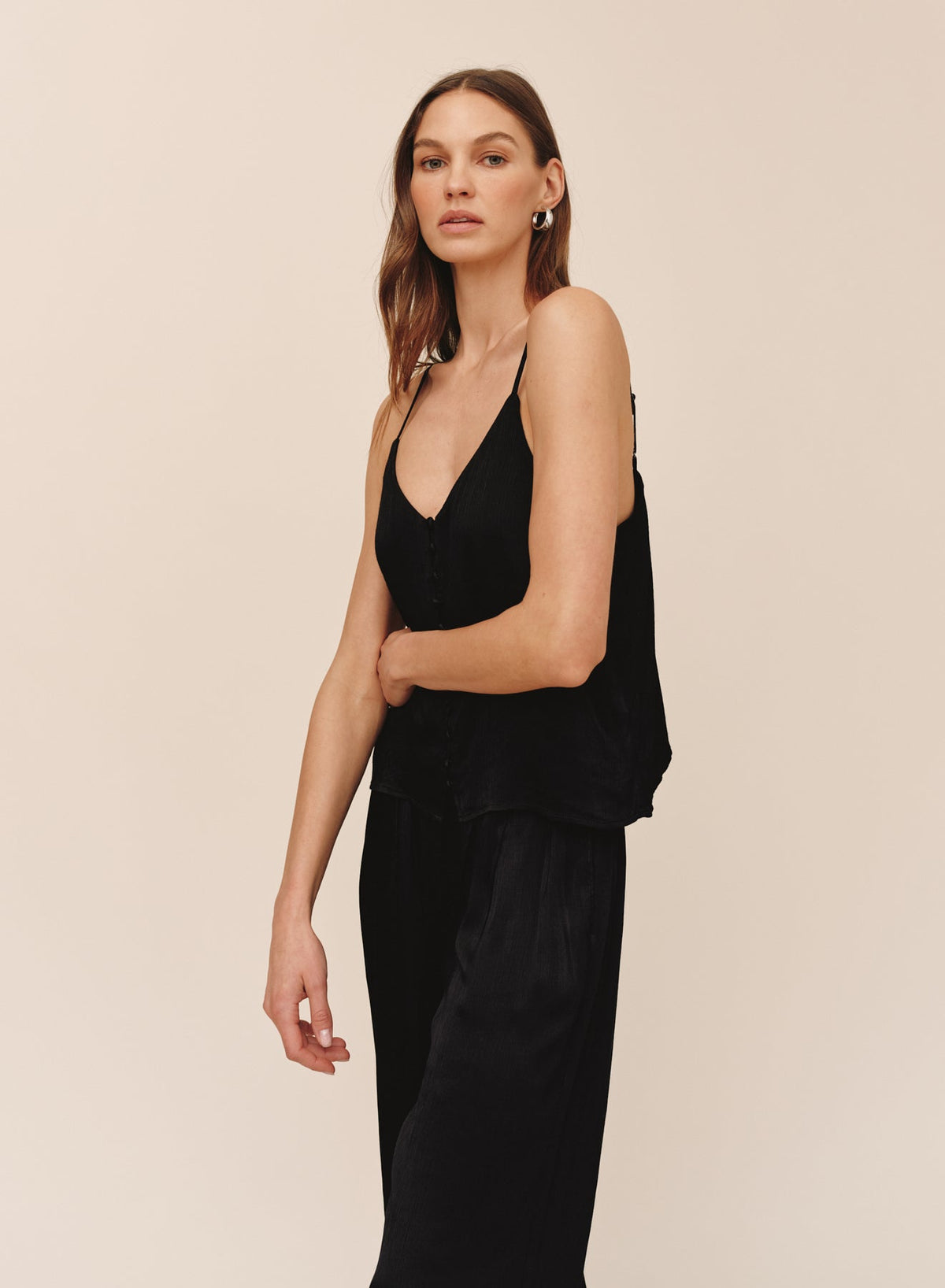 Bella DahlButton Front Camisole - BlackTops