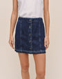 Bella DahlButton Front Mini Skirt With Release Hem - Dark Rinse WashSkirts