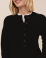 Bella DahlButton Placket Pullover Sweater - BlackSweaters