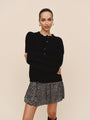Bella DahlButton Placket Pullover Sweater - BlackSweaters