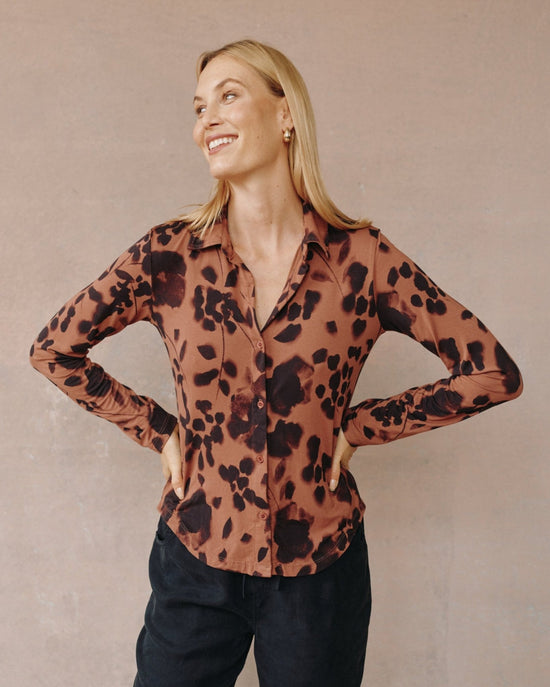 Bella Dahl Button Up Knit Top- Autumn Floral Print