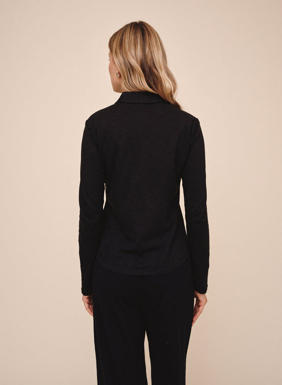 Bella Dahl Button Up Knit Top - Black View 2
