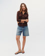Bella DahlButton Up Knit Top - Dark ChestnutTops