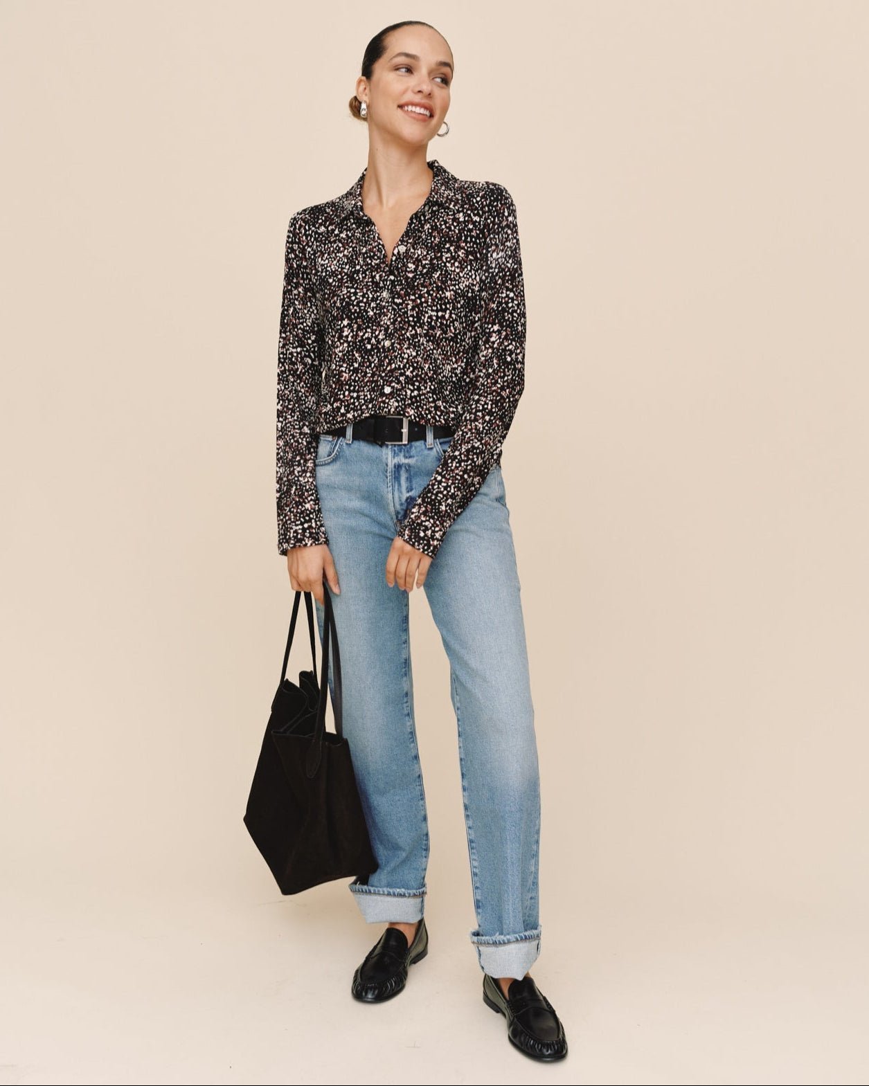 Bella DahlButton Up Knit Top - Painted Animal PrintTops
