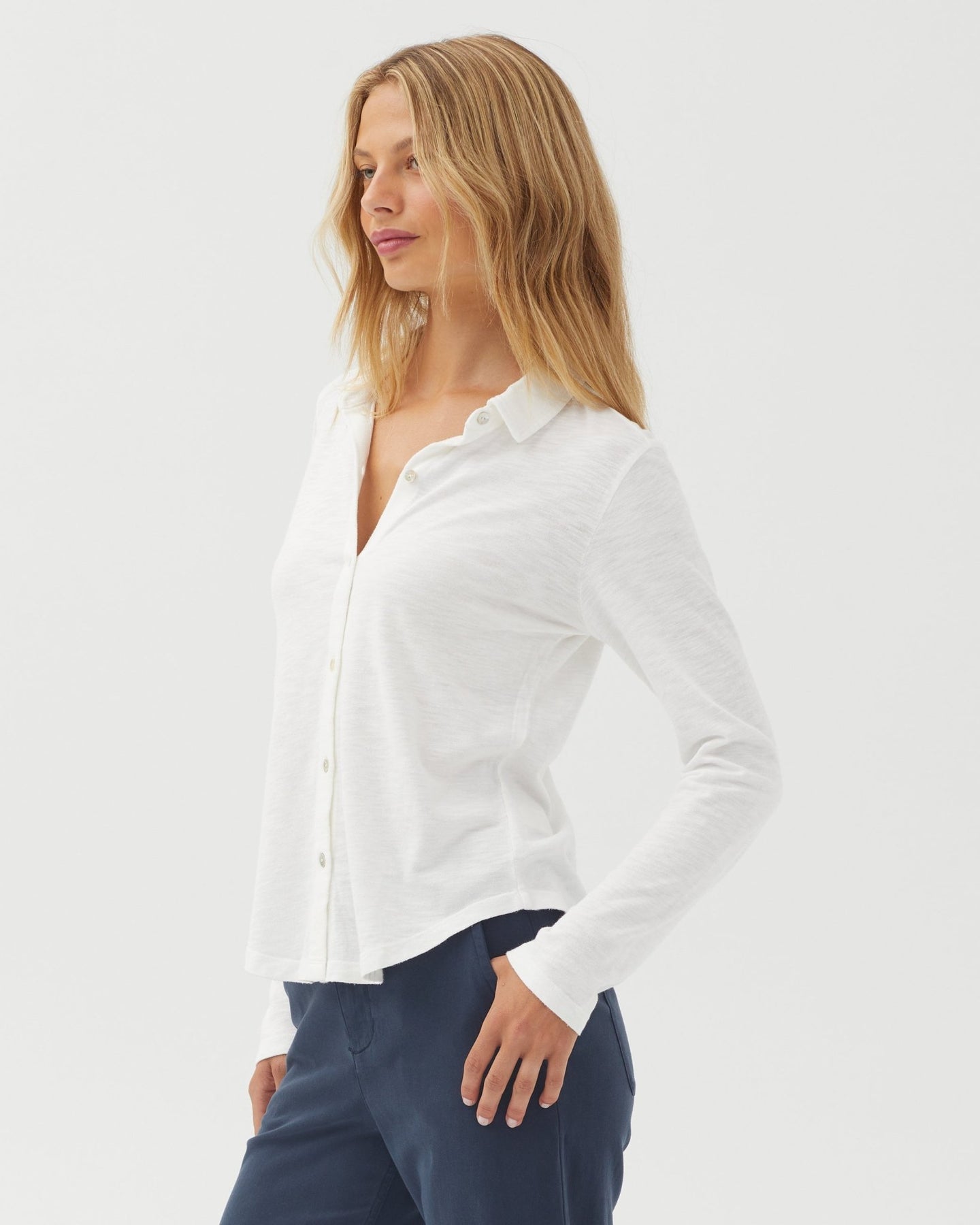 Bella DahlButton Up Knit Top - WhiteTops