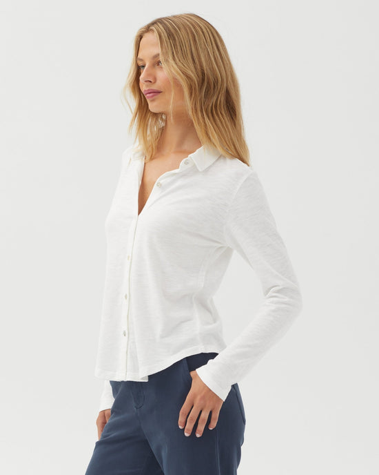 Bella Dahl Button Up Knit Top - White View 2