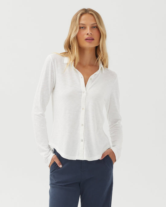 Bella Dahl Button Up Knit Top - White