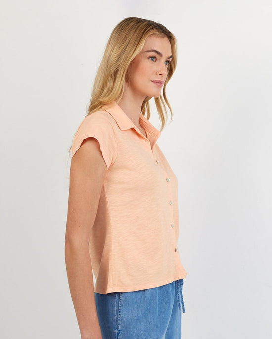 Bella Dahl Cap Sleeve Button Down - Golden Blush View 2
