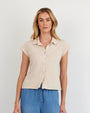 Bella DahlCap Sleeve Button Down - Linen SandTops