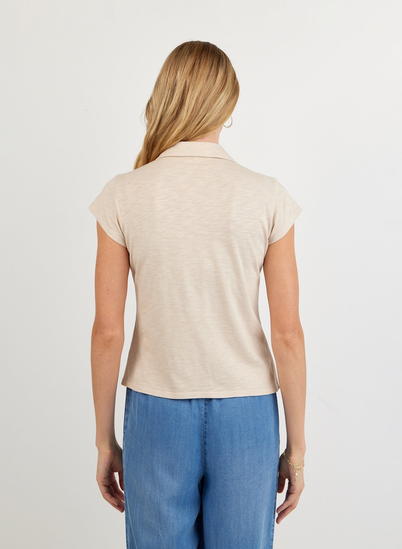 Bella DahlCap Sleeve Button Down - Linen SandTops