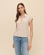 Bella DahlCap Sleeve Button Down - Linen SandTops