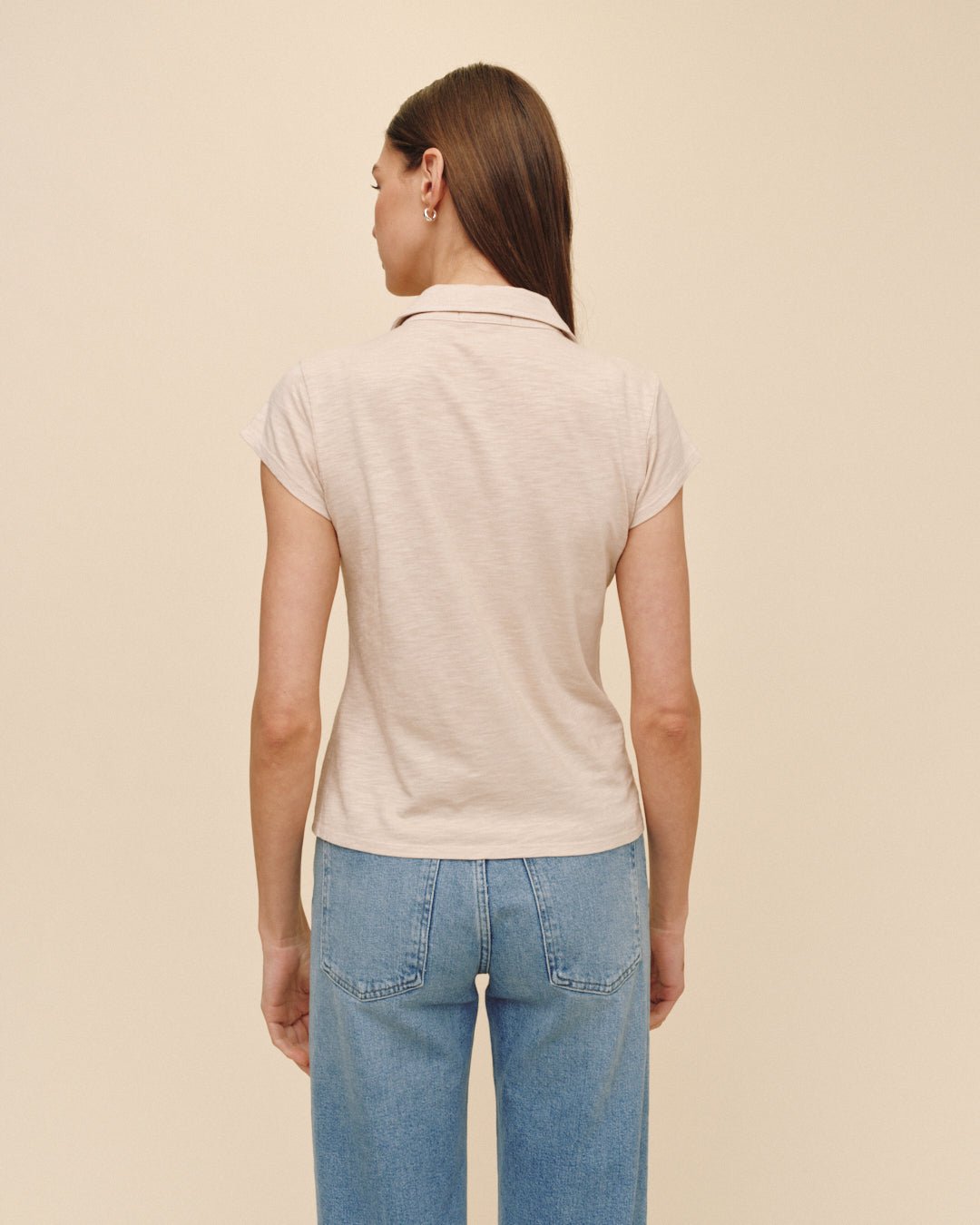 Bella DahlCap Sleeve Button Down - Linen SandTops