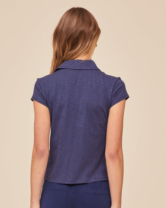 Bella Dahl Cap Sleeve Button Down - Midnight Surf View 2
