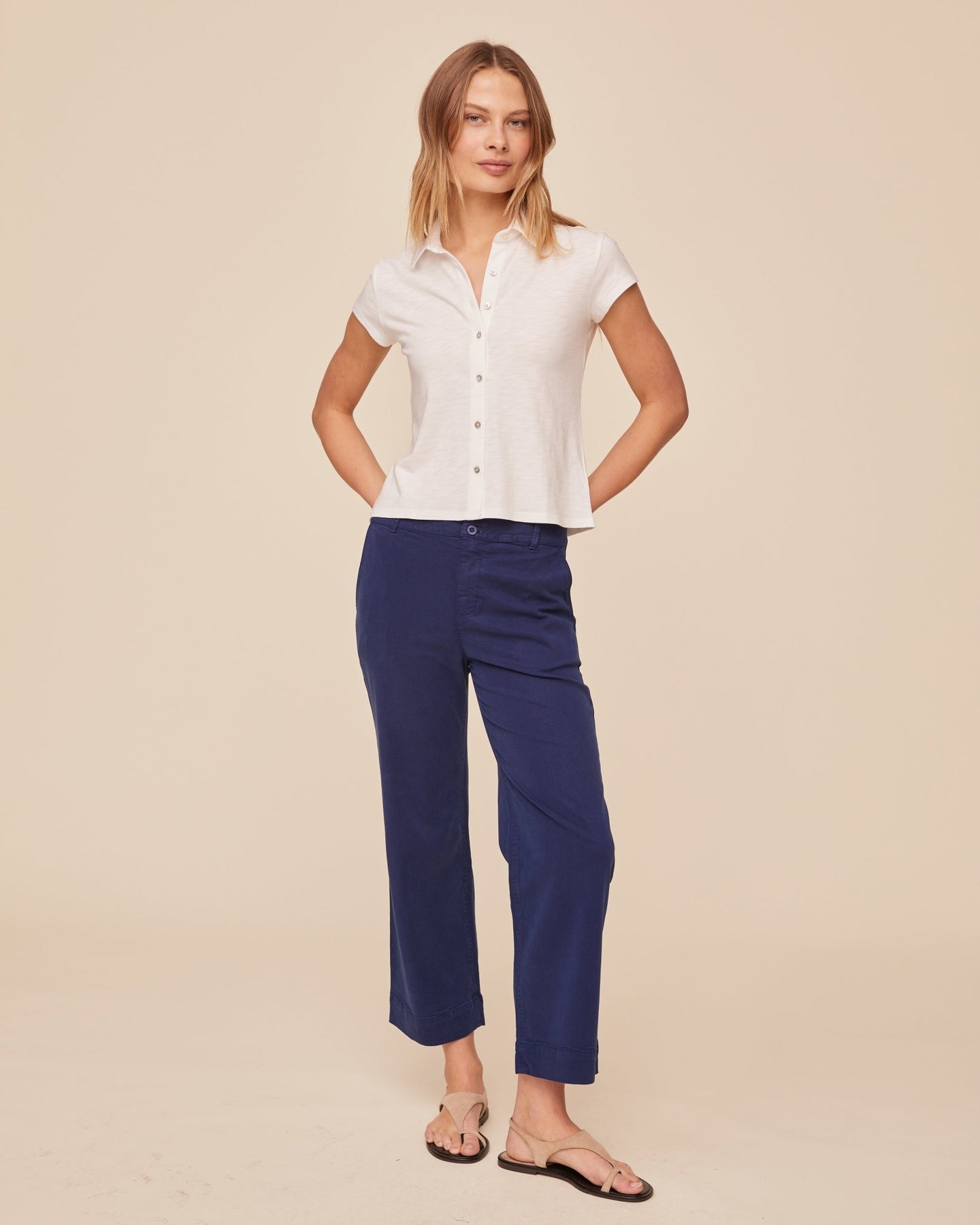 Bella DahlCap Sleeve Button Down - WhiteTops