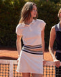 Bella DahlCap Sleeve Contrast Band Top - WhiteTops
